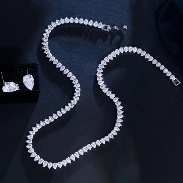 

wedding jewelry sets cwwzircons gorgeous cubic zirconia white gold color round bridal necklace earrings party set for brides t567 221115, Slivery;golden