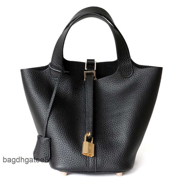 

original designer locks 2023 bag h bags basket tote layer kraft vegetable women s leather 18cm picotin bucket hand litchi pattern rfbscvn hn