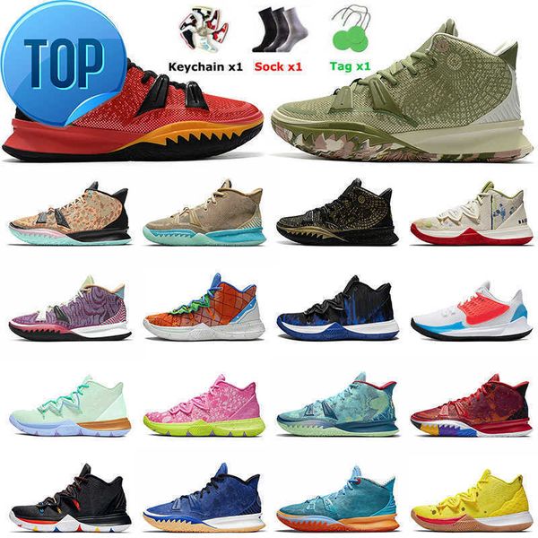 

basketball shoes trainers outdoor sports sneakers special-fx pale ivory anime hip hop horus brown green kyries 7s mens 5a- kyrie 5 irving, Black