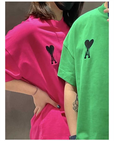 

men women t-shirt am heart designer solid cotton high street french minimalist peach embroidery candy love short sleeve lovers tee v0cz, White;black