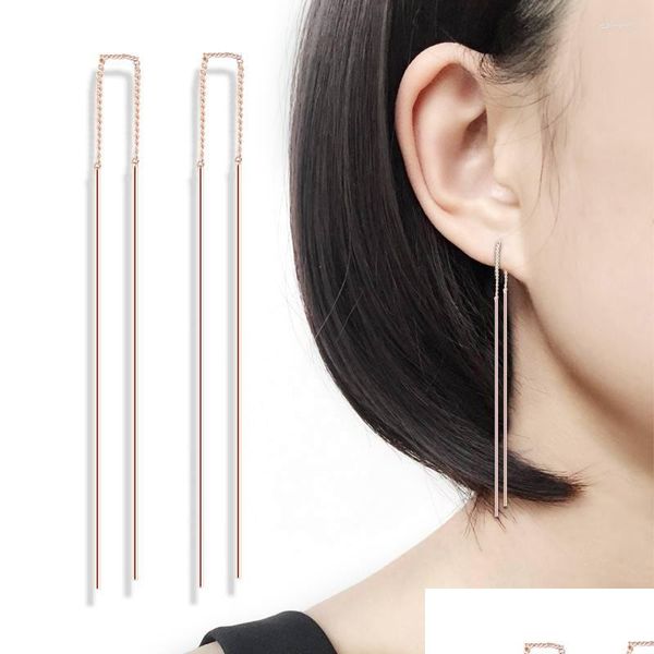 

dangle chandelier dangle earrings simple strip bar long chain drop rose gold color tessel ear line fashion jewelry earring for wom dhfvu, Silver