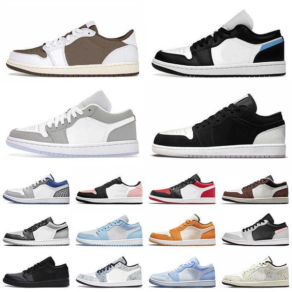 

casual 1 low women men basketball shoes grey fog bleached coral 1s jumpman reverse mocha sneakers shadow toe sports diamond bronze eclipse, Black