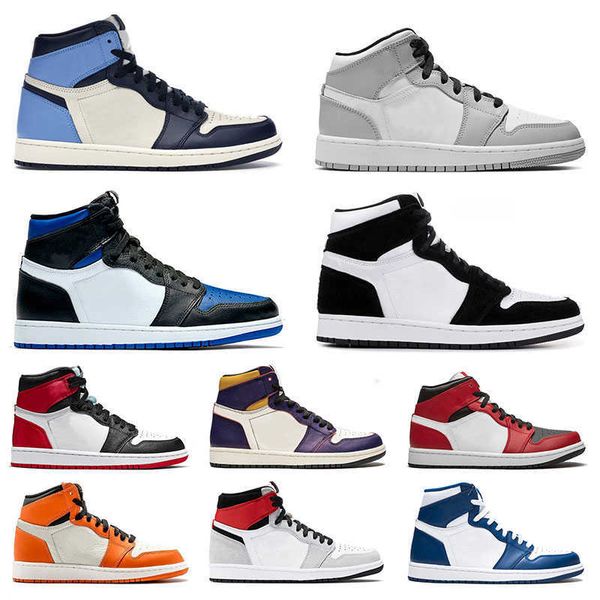 

original jumpman 1 1s basketball shoes for men women obsidian high mid smoke grey low cactus jack trainers sports sneakers size 36-46 jordas, Black