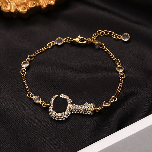 

designer necklace gorgeous creative full diamond key stud charm bracelets necklace female crystal stud party anniversary women birthday gift, Silver