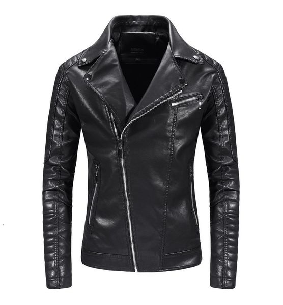 

men's fur faux fur spring autumn mens pu leather jacket fashion motorcycle jacket biker outwear coat men solid color windproof casual l, Black