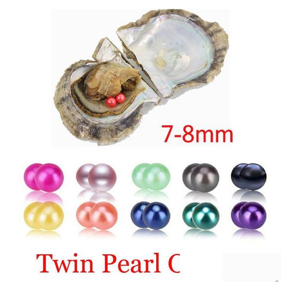 

pearl wholesale round oyster twins pearl 78mm 27 color seawater natural diy jewelry decorations vacuum packaging trend gift surprise dhimq, White