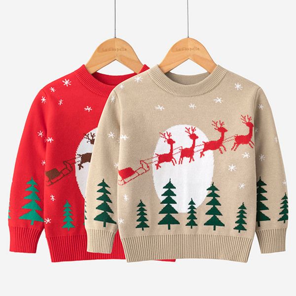 

pullover kids sweaters baby boys girls clothes christmas deer print long sleeve knit children cotton clothing autumn winter 221115, Blue