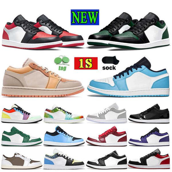 

2021 nov.1 release mens womens athletic basketball shoes low jumpman 1s outdoor hiking jogging run sports sneaker for man woman bred green, Black