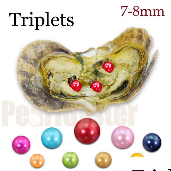 

pearl new diy 20pcs of mix 25 colors triplets pearl individual vacuum package 67mm saltwater round akoya oyster drop delivery jewelry dhbqj, White