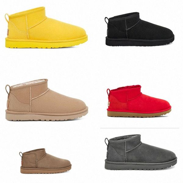 

women ultra mini australia snow boots slipper winter ankle sheepskin fur plush keep warm boots antelope reindeer color, Black