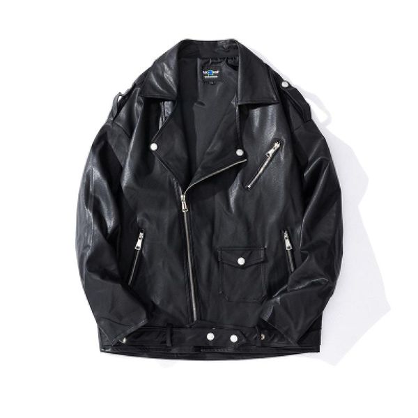 

men's fur faux fur spring autumn man black faux leather jacket fashion zipper solid biker coat male black faux leather brand 221114