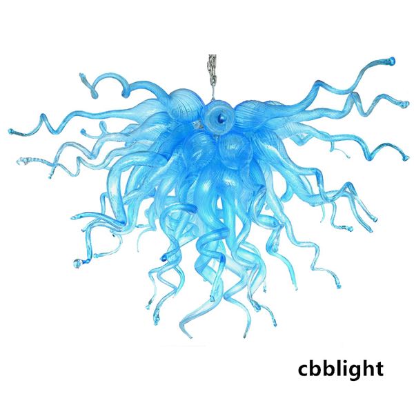 

european american style pendant lamps sky blue color 28x16 inches hand blown glass chandelier led light indoor ceiling lighting crystal chan