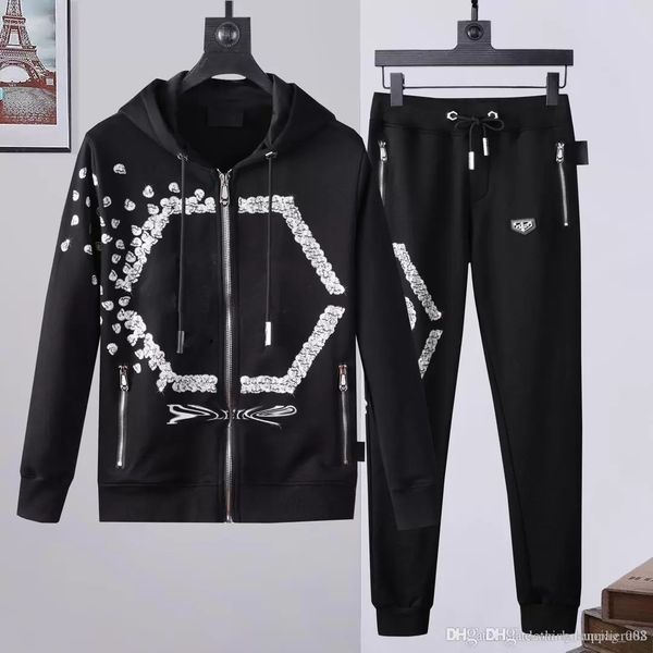 

wholesale pp phillip plain mens casual tracksuit skull hooody luxury hooded men young hoodies sportswear sweatshirt suit jacket designs coup, Gray
