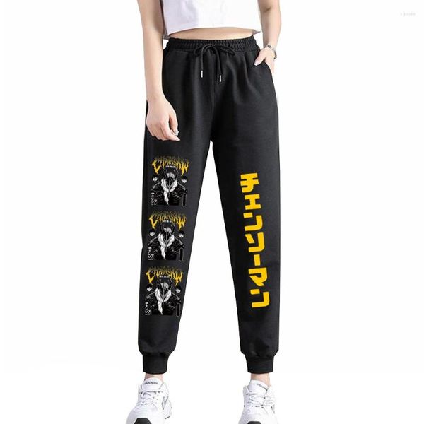 

mens pants anime chainsaw man woman fashion casual trousers sweatpants, Black