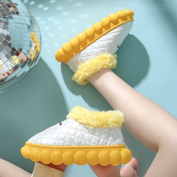 

boots fluffy cotton shoes ladies winter waterproof snow couple thick bottom outer wear wholesale warm down high ankle boot 221114, Black