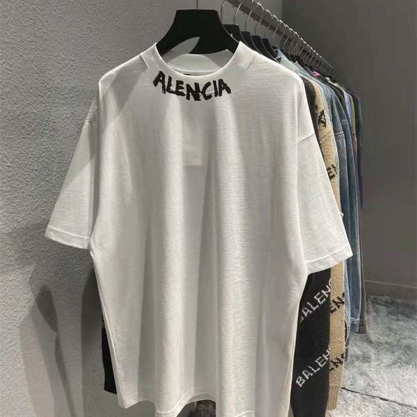 

thread designer balenciga mens t-shirts letter short sleeve tshirt paris unisex, White;black
