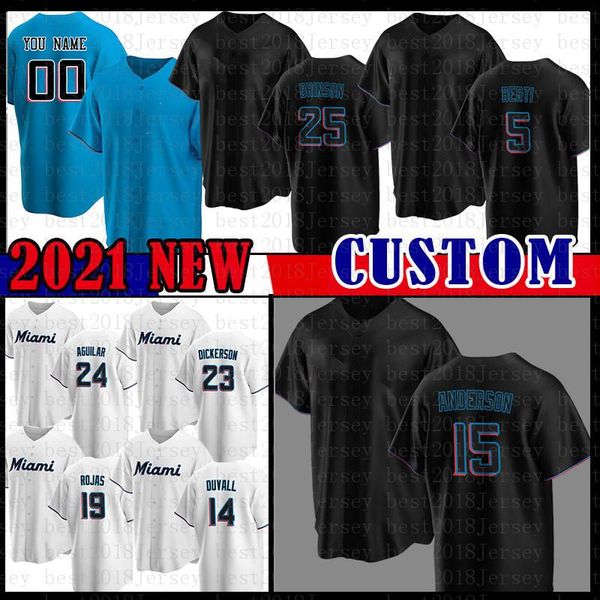 

baseball jersey 16 jose fernandez 22 sandy alcantara 15 brian anderson 25 lewis brinson 5 jon berti 24 jesus aguilar 23 corey dickerson 19 m, Blue;black