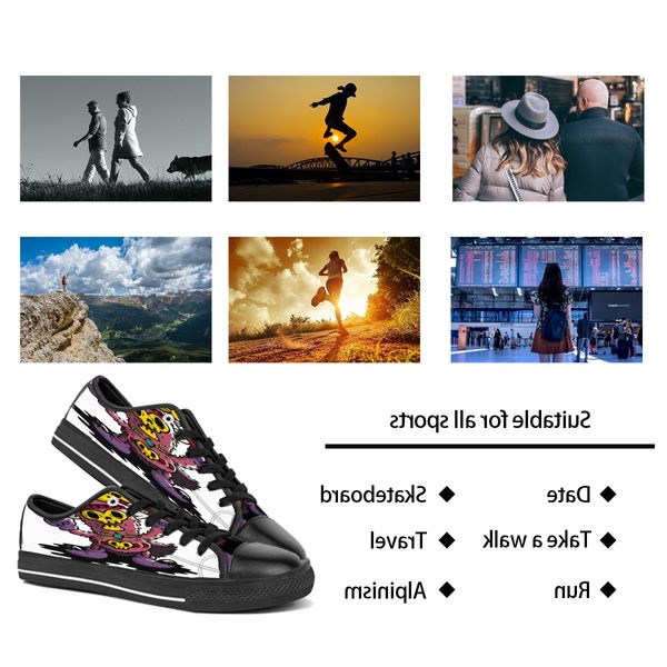 

men women diy custom shoes low canvas skateboard sneakers triple black customization uv printing sports sneakers danta 151-4
