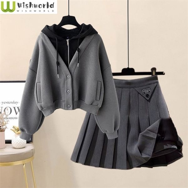 

two piece dress spring and autumn season suit womens fashion fake twopiece coat age reduced elegant skirt 221115, White