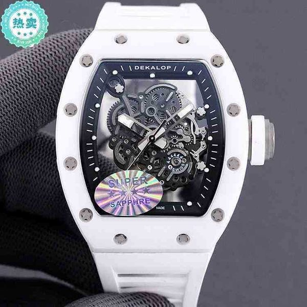 

watch date luxury mens mechanics watch richa minority ceramic female white sapphire hollowed out full-automatic mechanical milemir rm055, Slivery;brown