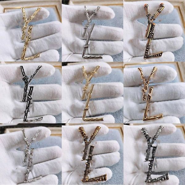 

multi - style letter brooch personality upscale vintage temperament sweater suit accessories for women, Gray