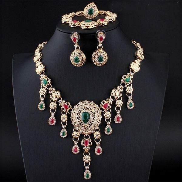 

wedding jewelry sets indian womens aesthetic necklace set fashionable earrings accessories ring bracelet 4 pieces 221115, Slivery;golden