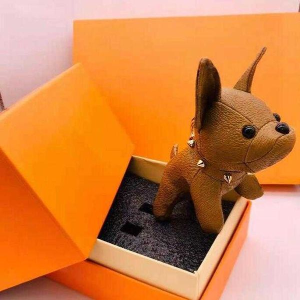 

5pcs fashion designer cartoon animal small dog key chain accessories key ring pu leather letter pattern car keychain jewelry gifts no box, Silver