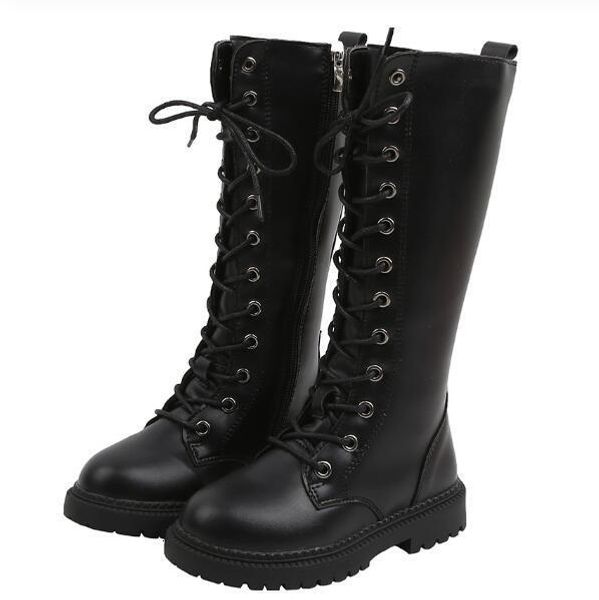 

boots girls leather boys sneakers autumn winter mar-tin children fashion toddler kids warm snow 221116, Black;grey