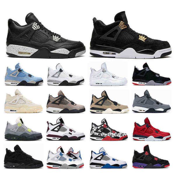 

2021 men outdoor shoes jumpman 4 4s fire red university blue oreo royalty bred black cat sport sneakers size us 5.5-13