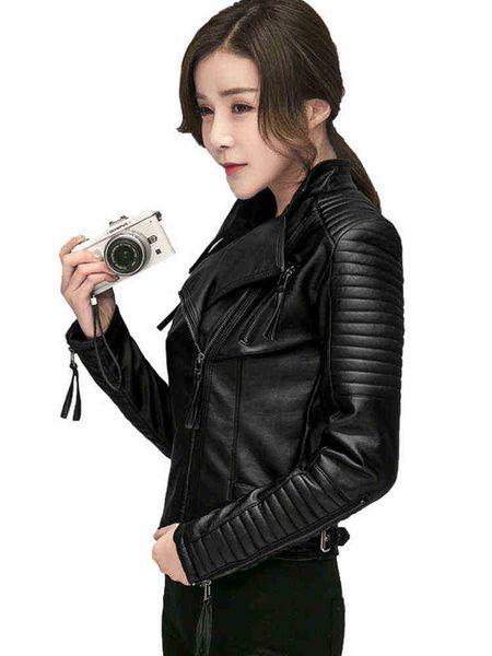 

ftlzz new spring autumn women faux soft leather jackets pu black blazer zippers coat motorcycle outerwear biker jacket j220727