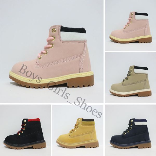 

martin boot ankle boots fashion shoes kids winter lace up non slip retro autumn warm synthetic leather boy girls, Black