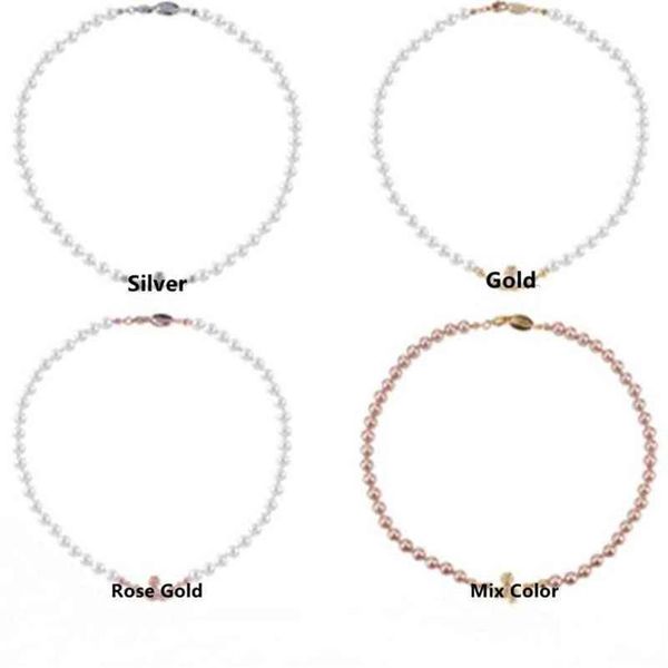 

desiger new necklace women jewelry choker pearl chain fashion saturn necklaces clavicle chains 4 colors with box2138239a, Silver