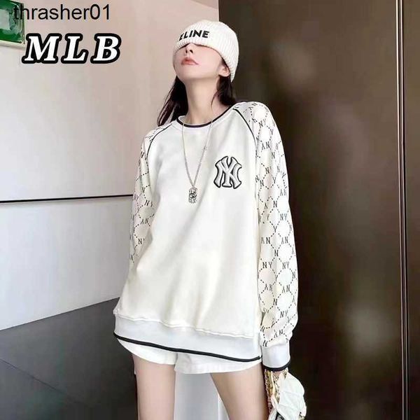 

men's hoodies sweatshirts mlb sweater designer flowered patchwork sleeve sweater new lovers loose letter embroidery men women hoodie, Black