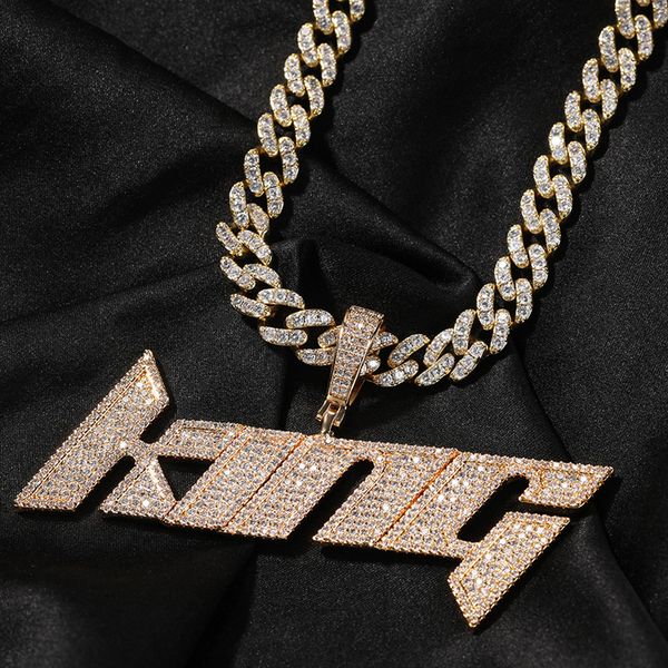 

fashion hip hop diy custom name letter pendant necklace with 24inch rope chain yellow white gold plated bling cz letters, Silver