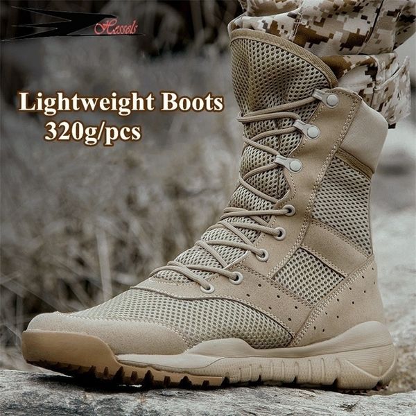 

dress shoes 35 48 size men women ultrallight outdoor climbing tactical training army boots summer breathable mesh hiking desert boot 221116, Black