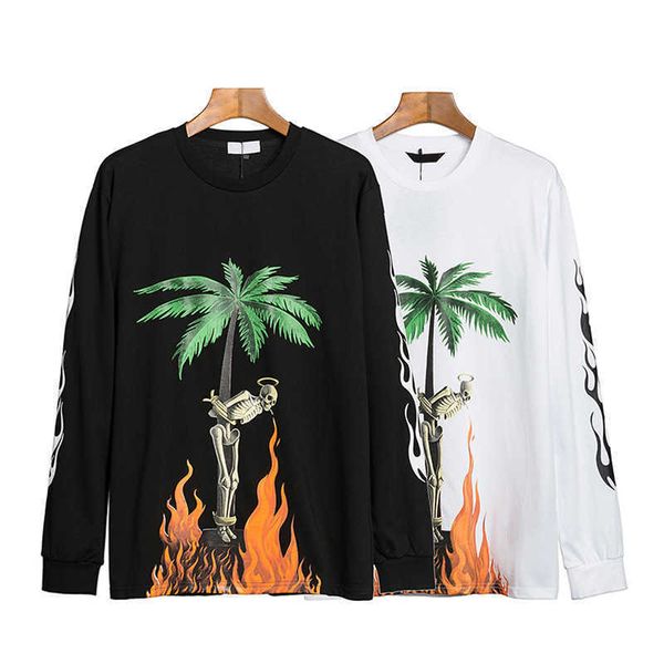 

hoodie for men plam fashion angle cotton designer fashionable 2022 pammangler skull flame print in crew neck shirt and 9kw4, Black