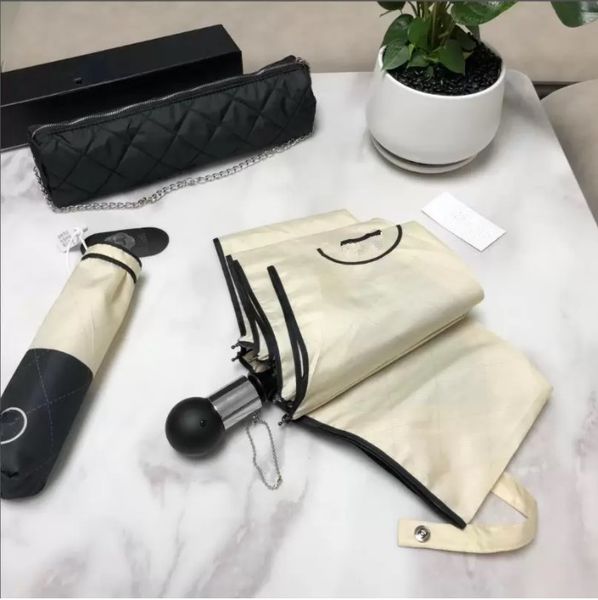 

elegant designer umbrella patchwork logo printing suitable sun rain women parasols girl folding umbrellas ideas with box and bag