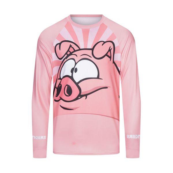 

2022 New Milk shred Cycling Long Sleeve Jersey Winter Men's Or Women's cycle jersey Thermal Fleece Spring and Autumn-Pink pig