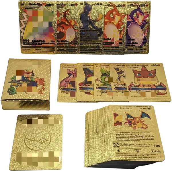

card games anime cartoon elf bronzing card gold foil cards battle