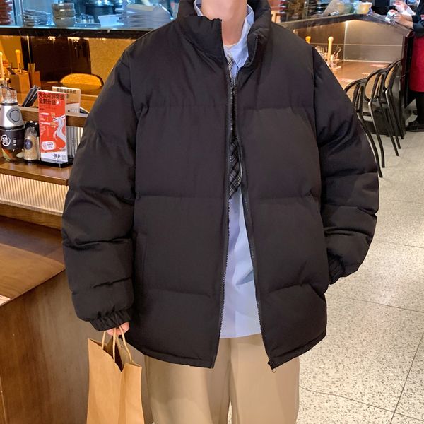 

men's down parkas streetwear stand collar casual warm men's winter jacket solid color parka fashion women's winter coats 2211, Black