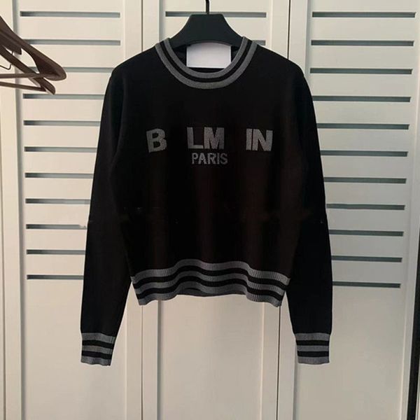 

women designer sweater jacket woman sweaters womens round neck stripe sweaters knit letter knitted long sleeved cardigan fashion casual knit, White;black