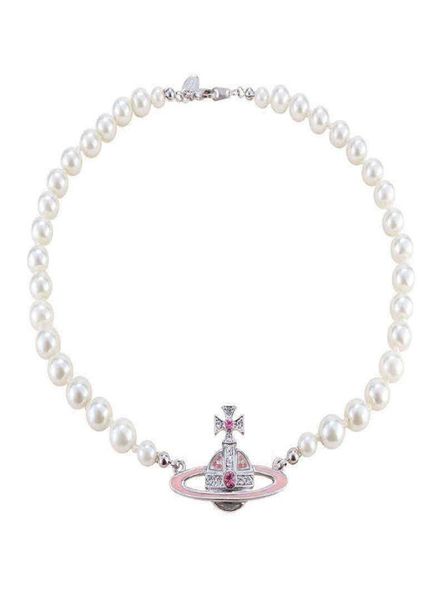 

charm charmnanspace empress dowager vivian pink paint pearl necklace same neckchain package5294402, Silver