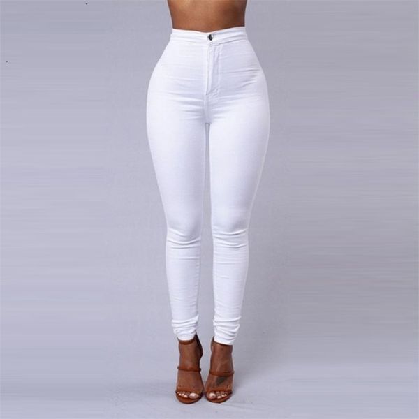 

womens jeans solid color skinny woman white black high waist render vintage long pants femme casual pencil denim 221115, Blue