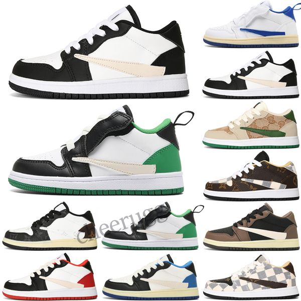 

athletic & outdoor kids shoes boys girls sneaker low chicago collaboration fragments military blue ts 1 1s light grey retro shattered backbo, Black