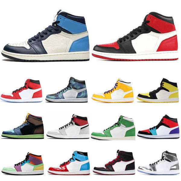 

basketball shoes sports sneakers lucky green gym red light smoke grey 1 1s jumpman obsidian banned chicago mens women, Black