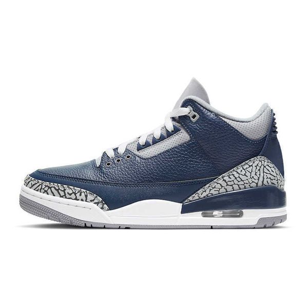 

jumpman 3s basketball shoes 3 midnight navy racer blue fragment court purple cool grey unc tinker mens sports trainers, Black
