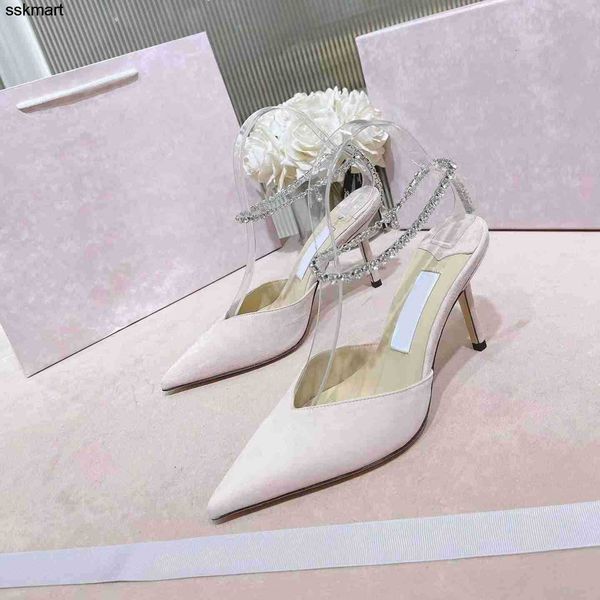 

asymmetrical high heels sandals high edition 2022 high heel shoes thin heel pointed lady matte rivets with box size 34-40, Black