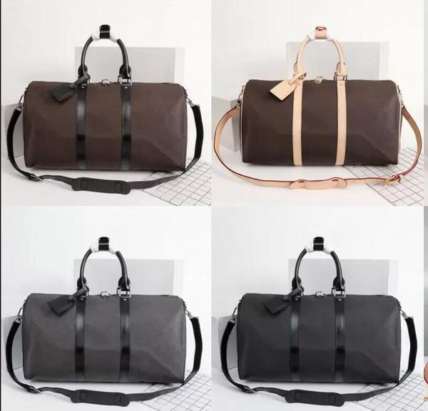 

50cm leather large capacity women travel bag quality men shoulder duffel bags luggage bottom rivets with lock head