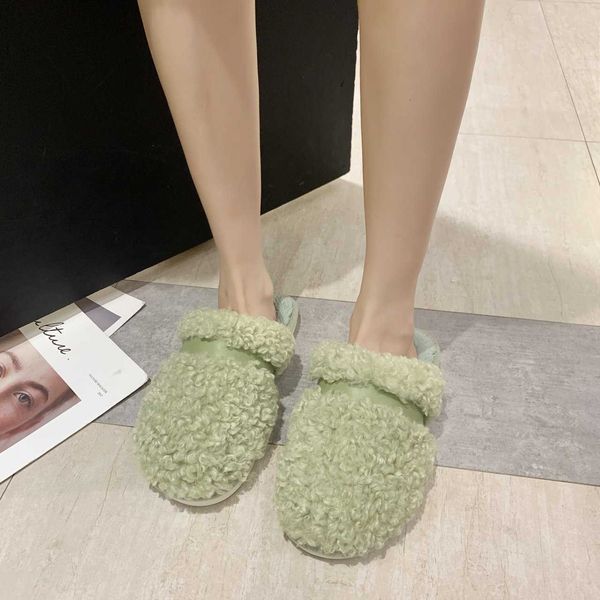 

slippers other home garden autumn and winter 2023 new baotou plush women korean fashion flat outwear slip on cotton 0930, Black