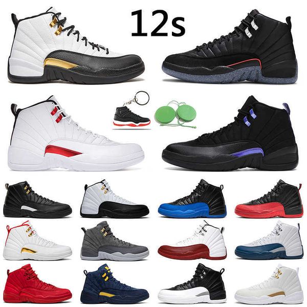 

12s royalty basketball shoes jumpman 12 twist utility grind reverse flu game university gold mens trainer, Black